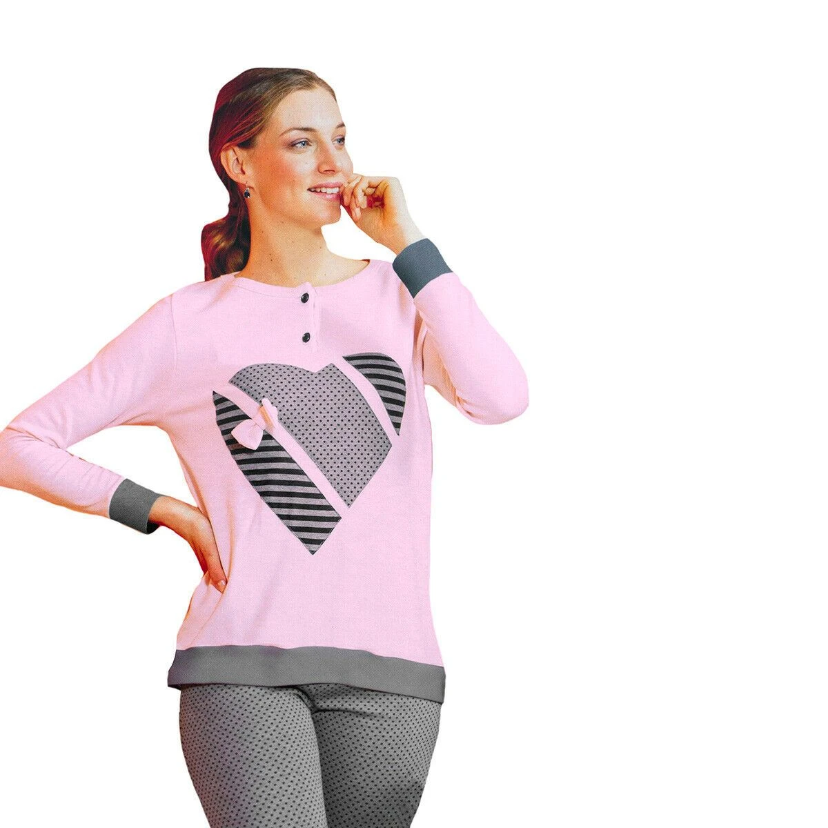 Pigiama Donna Singolare Invernale In Caldo Cotone P1139 V383 4 Pigiama Donna Singolare Invernale In Caldo Cotone P1139 V383 - immagine 2