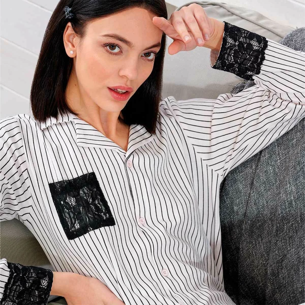 Pigiama Donna Aperto Oronero In Caldo Cotone OD1025 W471 5 Pigiama Donna Aperto Oronero In Caldo Cotone OD1025 W471 - immagine 3