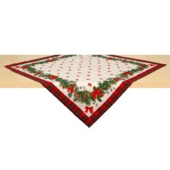 Centrotavola Natalizio Chalet In Puro Cotone 90x90 Cm K844