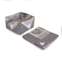 Cestino Portapane + Tovagliolo Shabby Di Morbidissimi T967 -Prodotti Per La Casa cestino portapane con tovagliolo shabby di morbidissimi grigio