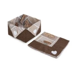 Cestino Portapane + Tovagliolo Shabby Di Morbidissimi T967 -Prodotti Per La Casa cestino portapane con tovagliolo shabby di morbidissimi marrone