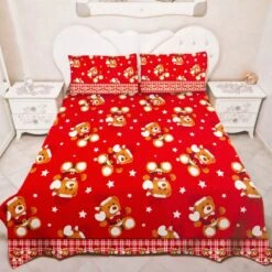 Completo Lenzuola In Flanella Natalizio Christmas Bear Matrimoniale W432 -Prodotti Per La Casa completo lenzuola christmas bear flanella 2 1