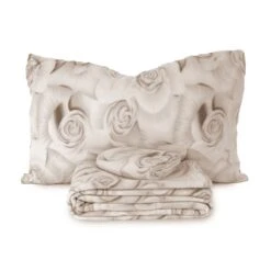 Completo Lenzuola Roses In Pile Di Morbidissimi - Dimensioni Varie J925 -Prodotti Per La Casa completo lenzuola roses in pile di morbidissimi beige 1 3