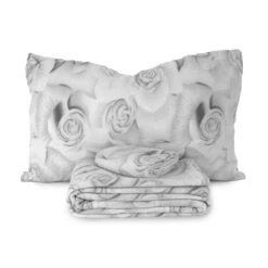 Completo Lenzuola Roses In Pile Di Morbidissimi - Dimensioni Varie J925 -Prodotti Per La Casa completo lenzuola roses in pile di morbidissimi grigio 1 3