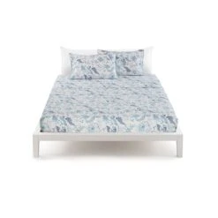 Completo Lenzuola Acquarius Di Zucchi In Raso Matrimoniale Due Piazze U228 -Prodotti Per La Casa completo lenzuola zucchi acquarius raso di cotone matrimoniale blu