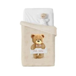 Coperta In Pile Vellutato Orsetto Di Manterol Per Lettino Baby J841 -Prodotti Per La Casa coperta in pile vellutato orsetto di manterol per lettino baby naturale 1 1