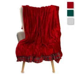Coperta Plaid Fiocco In Pile Coral Con Frill - Dimensioni Varie J009
