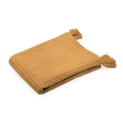 Copertina Plaid Leggero Gopher In Cotone Con Frange K366 -Prodotti Per La Casa copertina plaid leggero gopher in cotone con nappe senape 1