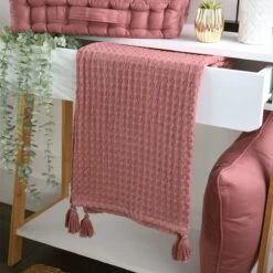 Copertina Plaid Leggero Gopher In Cotone Con Frange K366 -Prodotti Per La Casa copertina plaid leggero gopher in cotone con nappe vinaccia 2 1