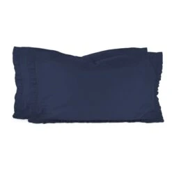 Prodotti Per La Casa -Prodotti Per La Casa coppia federe con rouches morbidissimi 52x82 cm blu 1