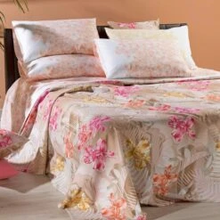 Copriletto Leggero Orchidee Di Caleffi In Cotone Panama Matrimoniale Y317 -Prodotti Per La Casa copriletto estivo matrimoniale orchidee caleffi in panama ambra 1