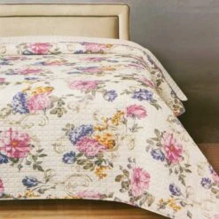Copriletto Trapuntato Classic Floral Per Letto Matrimoniale W885