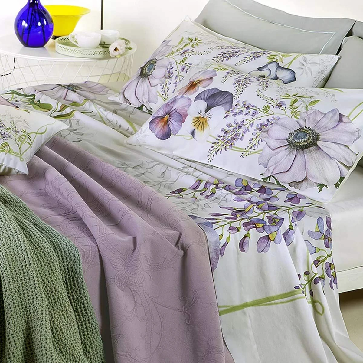 Copriletto Trapuntato Glicine Di Randi In Raso Matrimoniale W822 5 Copriletto Trapuntato Glicine Di Randi In Raso Matrimoniale W822 - immagine 3