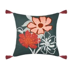 Cuscino Arredo Ivanna Verde Smeraldo Quadrato 40x40 Cm Con Nappe J415