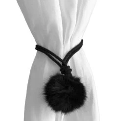 Fermatenda Con Pon Pon In Peluche U020 -Prodotti Per La Casa fermatenda pon pon in peluche nero