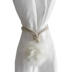 Fermatenda Con Pon Pon In Peluche U020 -Prodotti Per La Casa fermatenda pon pon in peluche panna