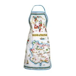 Grembiule Da Cucina Isola D'Ischia In Puro Cotone Con Tasca V537