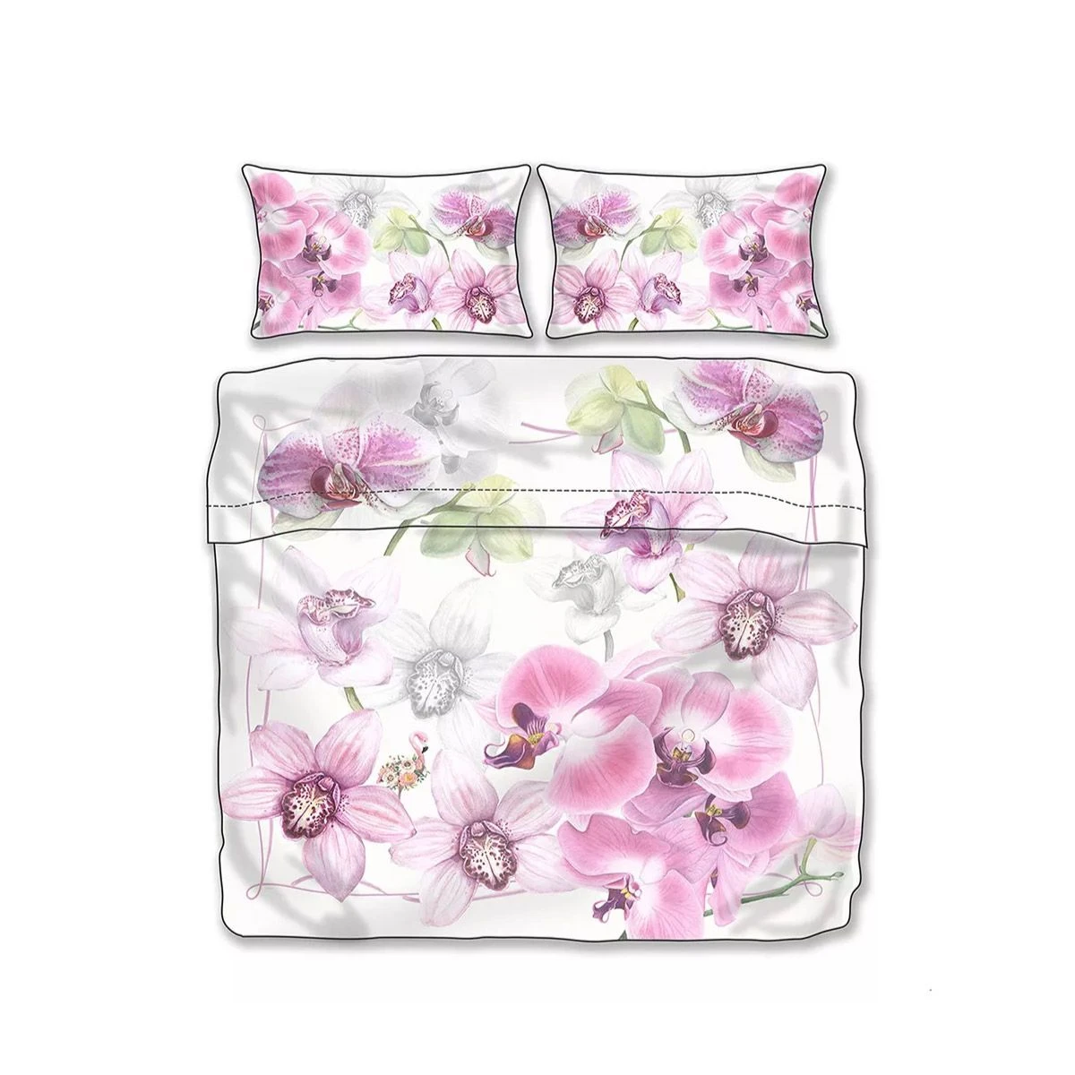 Parure Lenzuola Copriletto Orchidea Di Randi In Raso Matrimoniale J369 4 Parure Lenzuola Copriletto Orchidea Di Randi In Raso Matrimoniale J369 - immagine 2