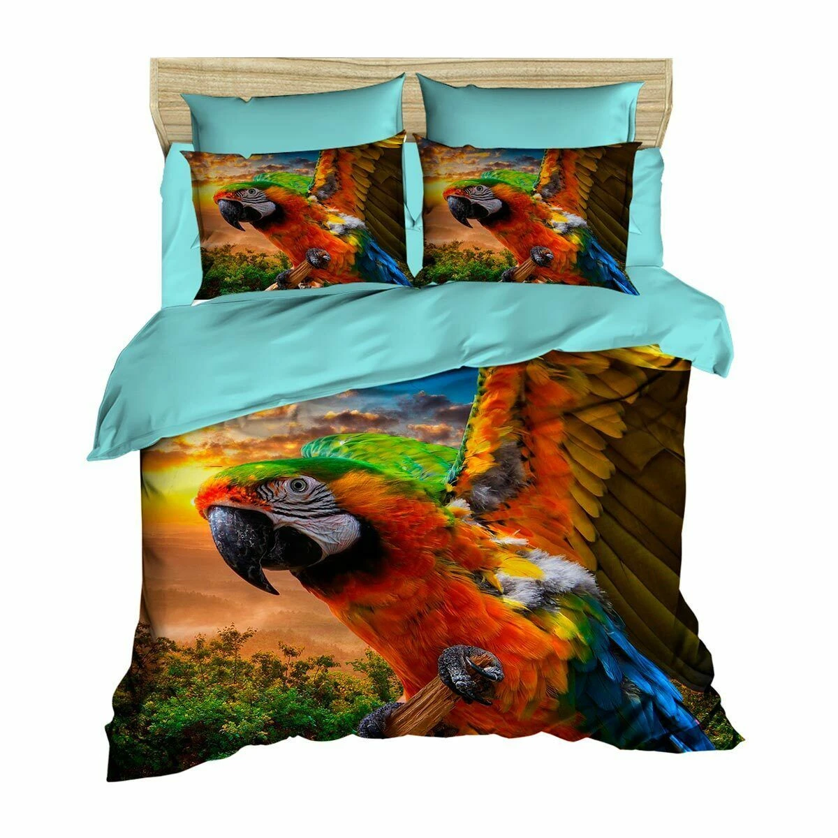 Parure Copripiumino Pappagallo Morbidissimi Digitale 3D Matrimoniale U092 3 Parure Copripiumino Pappagallo Morbidissimi Digitale 3D Matrimoniale U092