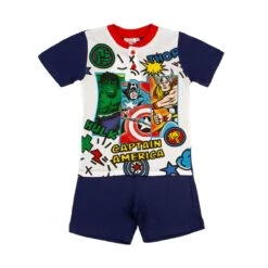 Pigiama Bambino Estivo Comics Marvel In Cotone MV16212 Y725 -Prodotti Per La Casa pigiama bambino estivo in cotone marvel comics b2mv16212 marine 8