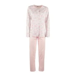 Pigiama Donna Aperto Linclalor In Cotone 74117 - Fino Alla Tg 60 Y455 -Prodotti Per La Casa pigiama donna aperto linclalor 74117 in cotone jersey bianco rosa 9