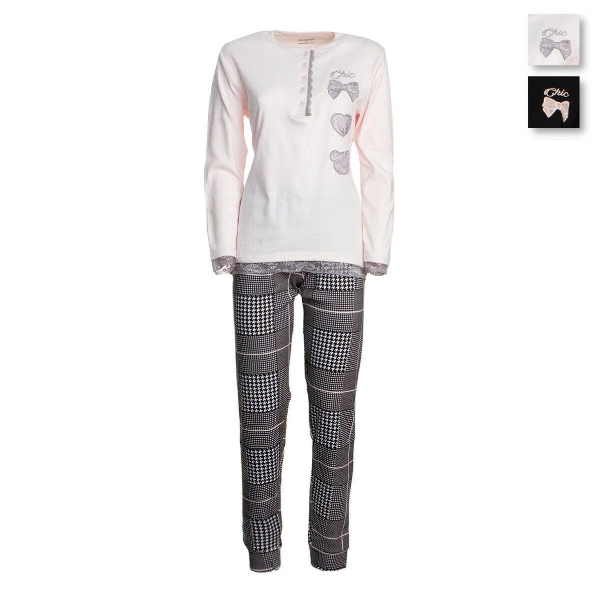 Pigiama Donna Oronero In Caldo Cotone OD1007 W375 3 Pigiama Donna Oronero In Caldo Cotone OD1007 W375