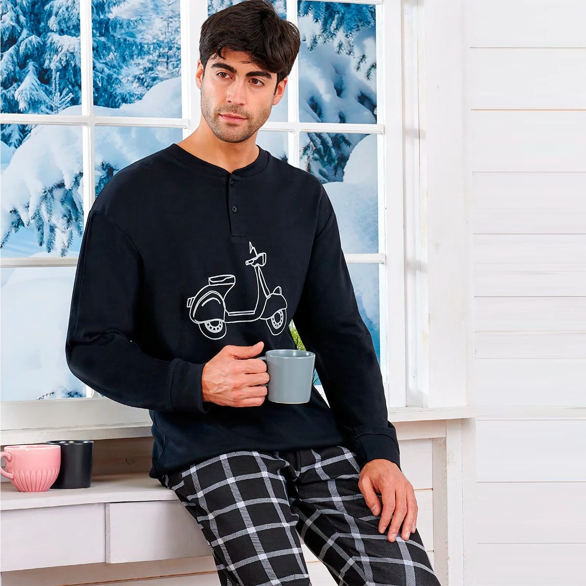 Pigiama Uomo Oronero In Caldo Cotone UO1100 W357 6 Pigiama Uomo Oronero In Caldo Cotone UO1100 W357 - immagine 4