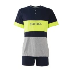 Pigiama Uomo Corto Oronero In Cotone OD2012 K303 -Prodotti Per La Casa pigiama uomo corto oronero ou2012 blu notte 4