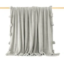 Plaid In Pile Con Cuori Pon Pon 210x240 Cm Matrimoniale - Tinta Unita N731 -Prodotti Per La Casa plaid pile una matrimoniale tinta unita grigio