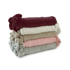 Plaid In Pile Con Cuori Pon Pon 160x210 Cm Una Piazza E Mezza - Tinta Unita N730