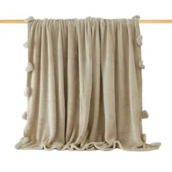 Plaid In Pile Con Cuori Pon Pon 160x210 Cm Una Piazza E Mezza - Tinta Unita N730 -Prodotti Per La Casa plaid pile una piazza e mezza tinta unita beige