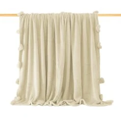 Plaid In Pile Con Cuori Pon Pon 160x210 Cm Una Piazza E Mezza - Tinta Unita N730 -Prodotti Per La Casa plaid pile una piazza e mezza tinta unita panna