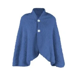 Poncho Donna Soffice In Pile Sherpa Y469 -Prodotti Per La Casa poncho donna soffice blu 4