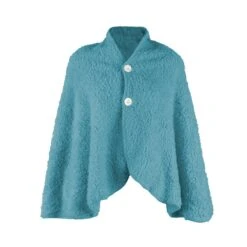 Poncho Donna Soffice In Pile Sherpa Y469 -Prodotti Per La Casa poncho donna soffice ottanio 4