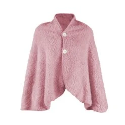 Poncho Donna Soffice In Pile Sherpa Y469 -Prodotti Per La Casa poncho donna soffice rosa 4