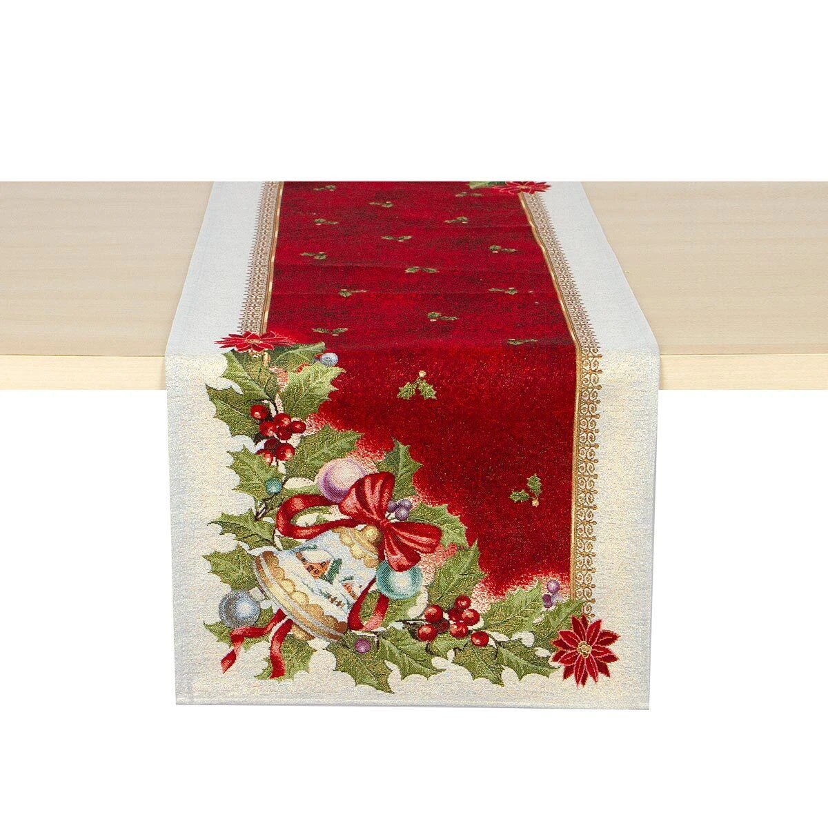 Runner Natalizio Bells In Gobelin - Dimensioni Varie K894 3 Runner Natalizio Bells In Gobelin - Dimensioni Varie K894