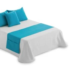 Runner Per Letto Oliver Con Tasche - Dimensioni Varie Q592 -Prodotti Per La Casa runner fondoletto con tasche turchese