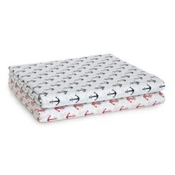 Scampolo Tessuto Ancora Cotone Loneta Fondo Bianco U475