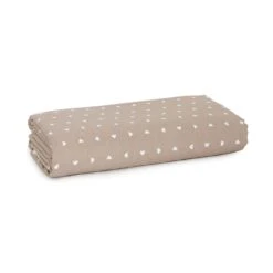 Scampolo Tessuto Cuori Cotone Loneta Fondo Colorato U474 -Prodotti Per La Casa scampolo tessuto loneta cotone cuori fondo colorato beige 1