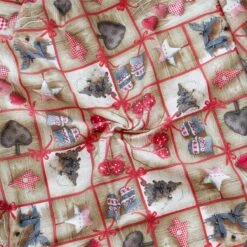 Scampolo Tessuto Natalizio Rakkaani Cotone Loneta Digitale 275x275 Cm Z893 -Prodotti Per La Casa scampolo tessuto natalizio rakkaani cotone loneta digitale beige 2 1