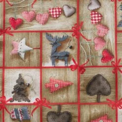 Scampolo Tessuto Natalizio Rakkaani Cotone Loneta Digitale 275x275 Cm Z893 -Prodotti Per La Casa scampolo tessuto natalizio rakkaani cotone loneta digitale beige particolare 3