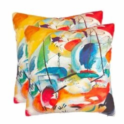 Coppia Cuscini Arredo Improvvisazione Kandinsky Randi In Cotone Y401