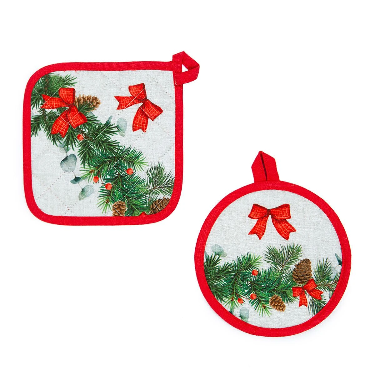 Set 2 Presine Natalizio Chalet In Puro Cotone K848 3 Set 2 Presine Natalizio Chalet In Puro Cotone K848