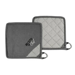 Set 2 Presine Recette De Chef In Puro Cotone K763 -Prodotti Per La Casa set 2 presine recette de chef in puro cotone grigio 1