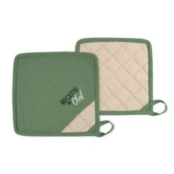 Set 2 Presine Recette De Chef In Puro Cotone K763 -Prodotti Per La Casa set 2 presine recette de chef in puro cotone kaki 1