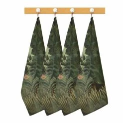 Set 4 Strofinacci Equatorial Jungle Russeau Di Randi In Cotone Y396