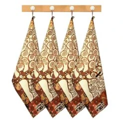 Set 4 Strofinacci L'Albero Della Vita Klimt Di Randi In Cotone Y417