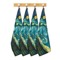 Set 4 Strofinacci Notte Stellata Van Gogh Di Randi In Cotone Y395