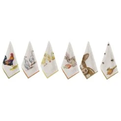 Set 6 Strofinacci Cucina Asciugapiatti Farm In Puro Cotone W591