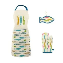 Set Cucina Alice Guanto + Presina + Grembiule In Puro Cotone Y480